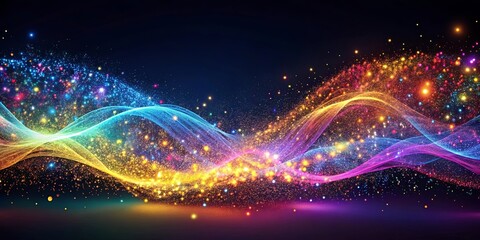 Wall Mural - Abstract Light Trails and Glittering Particles on a Dark Background