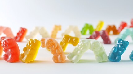 Aufkleber - Visually striking and dynamic gummy bear design showcasing a wave like pattern formed by the colorful candies in a creative modern and captivating arrangement