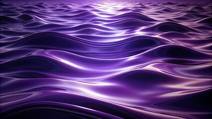 Wall Mural - Abstract Purple Waves, A Digital Rendering of Curving Lines in a Smooth, Metallic Finish