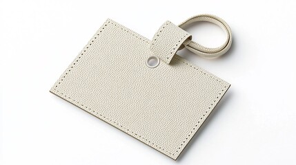 Leinwandbilder - Rectangular tag with a smooth ribbon like finish and secure loop positioned against a clean white background for product labeling packaging or branding purposes