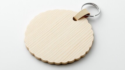Poster - scalloped circular tag with a smooth finish and reinforced strap isolated on a clean white background for versatile use in product design branding and packaging