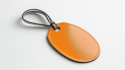 Poster - Classic oval tag with a smooth glossy surface and secure strap attachment isolated on a clean white background suitable for elegant labeling and branding applications