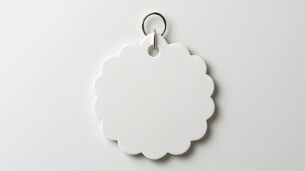 Leinwandbilder - Elegant scalloped edged tag with a secure loop featuring a matte textured surface in a neutral color designed for premium item labeling and branding applications