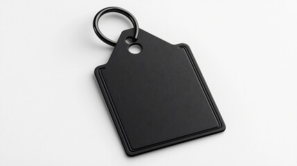 Fototapete - Minimalist square tag featuring a matte surface reinforced loop and clean design ideal for organizational purposes and set against a crisp white background