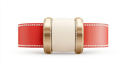 Fototapete - Beautiful and sophisticated red and gold ribbon style badge with smooth edges and a sturdy strap perfect for elegant labeling branding or premium graphic design elements