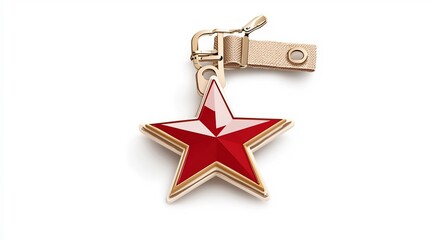 Fototapete - Elegant red and gold eight pointed star badge with a shiny metallic finish and durable strap vector isolated on a white background perfect for product tagging branding and premium signage