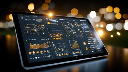 Aufkleber - Innovative AI driven Soil Moisture Analysis System Displayed on Tablet Device with Soft Golden Bokeh and Light Flares Representing Cutting edge Data driven Agricultural Solutions