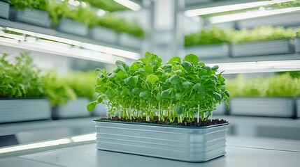 Aufkleber - Vertical Indoor Farm Showcasing Innovative Hydroponic Technology with Stacked Shelves and Bright LED Lights to Enhance Growth of Leafy Greens in a Sustainable Urban Agriculture Setting