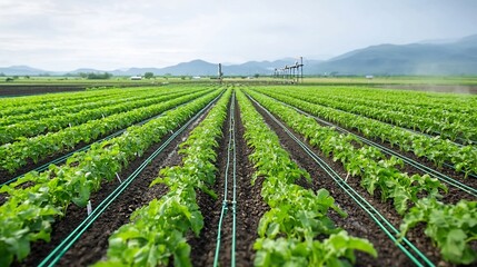 Aufkleber - Futuristic smart farm equipped with advanced automated irrigation and nutrient delivery systems