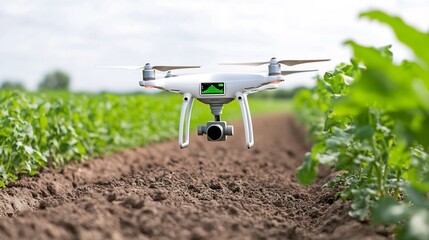 Aufkleber - Precision Agriculture Scene with Smart Farm Monitoring Drone Surveying Field and Soil Conditions for Advanced Crop Management and Optimization