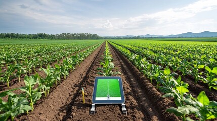 Aufkleber - Automated high tech farm with sensor systems for optimized irrigation fertilization and crop health monitoring