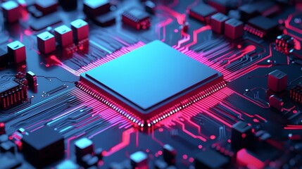 With illuminated fiber optic connections, a quantum computing network system, and electronic worldwide intelligence in an abstract tech background