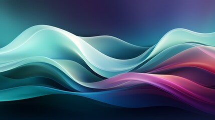 Wall Mural - digital technology abstract blue green purple gradient curve poster background