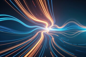 Wall Mural - wavy abstract energy flow background with glowing light patterns