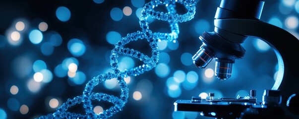 Real microscope zoom lens background biology blue.