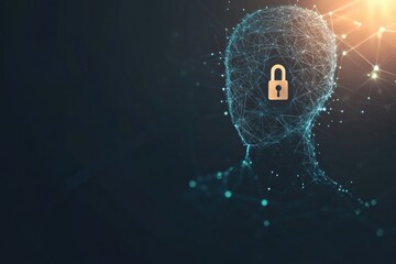 Fototapete - A silhouetted figure showcases a lock symbol, illustrating concepts of privacy and security in modern artificial intelligence applications. Generative AI