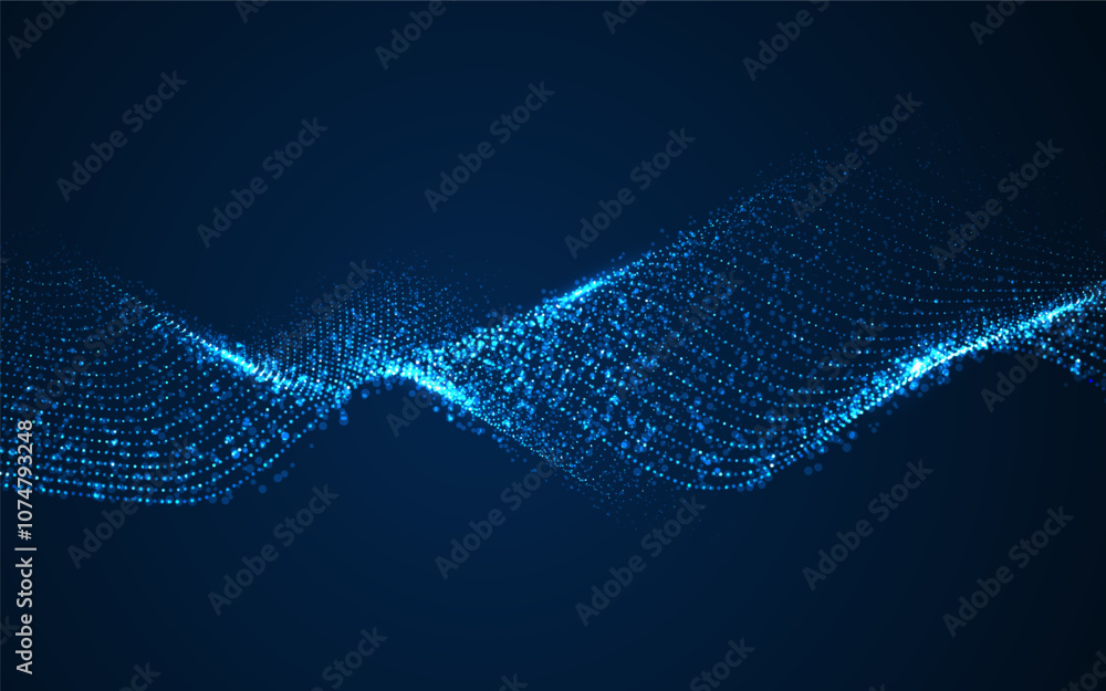 Dynamic particles sound wave flowing background Stock Vector | Adobe Stock