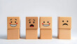 © Sergey - Image of different emotions on wooden cubes isolated with white highlights, png