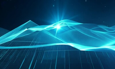 Wall Mural - Abstract Blue Digital Landscape 