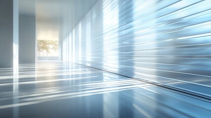 blue corridor in modern building