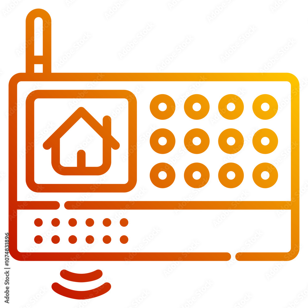 house alarm system. vector single icon with a dashed line gradient ...