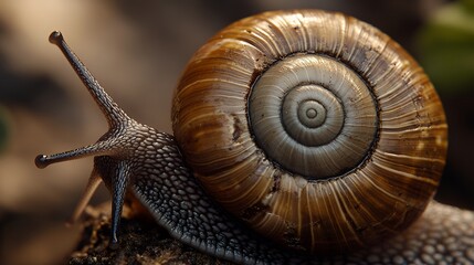 Wall Mural - Close-up of a Snail with Spiral Shell