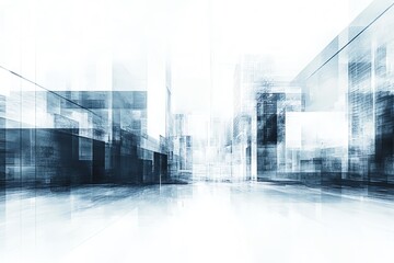 Poster - Abstract cityscape with a futuristic design and a blurred, faded effect.