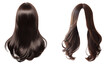 © OGGYA - middle parted long hair style wigs in brown color. front and back. transparent background