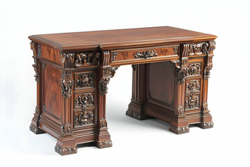 Wall Mural - Mahogany desk with vintage details, offering a classic, timeless appeal.