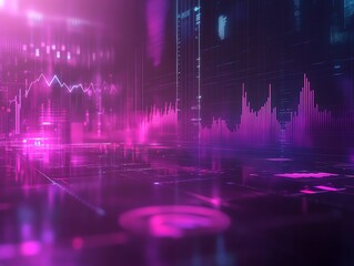 Poster - Abstract digital background with glowing lines and data charts.