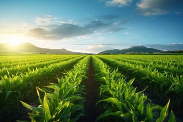 Sticker - Corn crops horizon agriculture landscape.