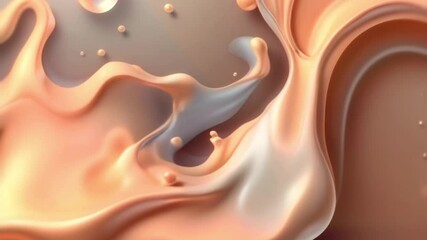 Aufkleber - Organic shapes of milk and coffee in dynamic and abstract animation. Design element