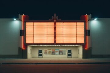 Sticker - Old movie theater marquee in the 1970s lighting architecture illuminated.