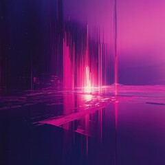 Poster - Stunning gradient of deep purple to pink light cascading over a serene landscape at twilight