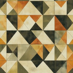 Aufkleber - An intricate pattern of triangles in earthy tones featuring warm hues and geometric designs suitable for home decor or textile applications