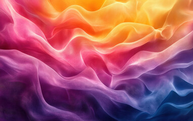 Wall Mural - Vibrant abstract background with flowing colorful fabric textures in shades of red, orange, yellow, pink, and purple, creating a dynamic visual effect.