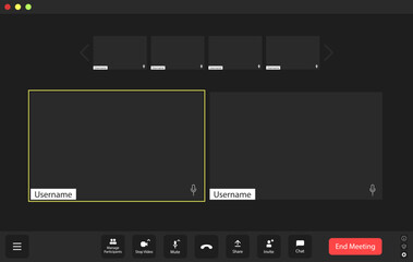 Wall Mural - in a virtual meeting setting, usernames are displayed prominently on empty video feeds, highlighting