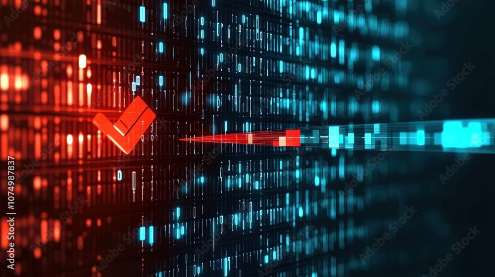 ภาพประกอบ Stock Visualize data flow with dynamic binary patterns and ...