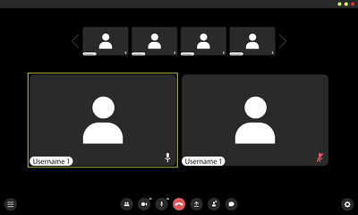Wall Mural - in a virtual meeting platform, silhouettes of users appear in separate panels, highlighting the chal