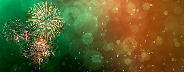 Wall Mural - fireworks with abstract bokeh background