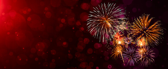 Wall Mural - fireworks with abstract bokeh background