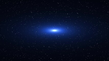 Wall Mural - white particles flying around a blue bright source of blue light. an abstract galaxy. seamless loopi