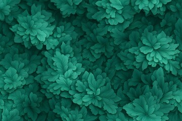 Wall Mural - A burst of leafy textures in emerald green with soft blurred transitions, Ai Generated