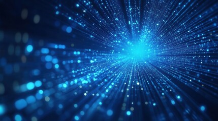 Wall Mural - Abstract blue background with glowing lines and grid for technology concept