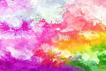 Fototapete - Colorful abstract painting with vibrant hues of pink, orange, and green