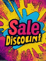 Aufkleber - Bright bursts of color highlight a striking design with bold text announcing sale and discount offers, perfect for attracting attention. Generative AI