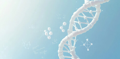 Wall Mural - a digital illustration of an abstract dna structure with scientific symbols and chemical formulas on