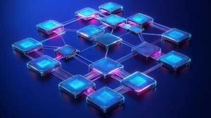 Wall Mural - futuristic blockchain platform with holographic design