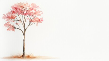 Wall Mural - A beautiful watercolor painting of a pink flowering tree on a light background, perfect for nature and tranquility-themed designs.