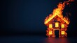 © tonstock - A house engulfed in flames representing fire danger, destruction, and emergency situations. A striking image of wildfire impact on property.